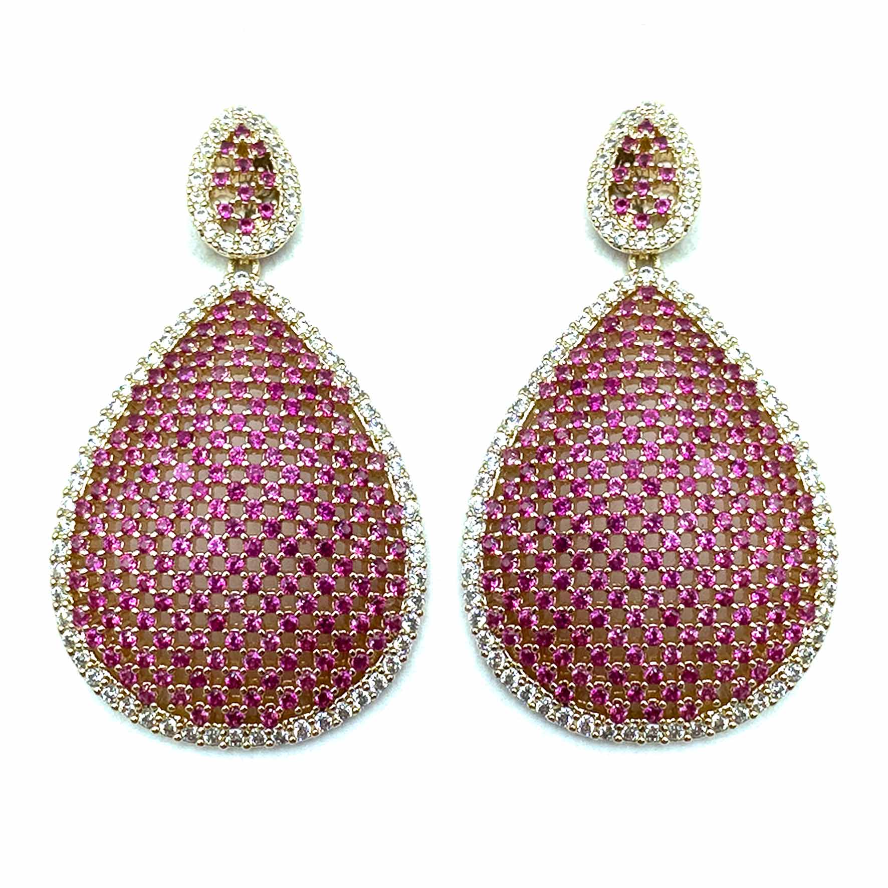 Palestro Milano Orecchini Gold - Fucsia Goccia di Pavè