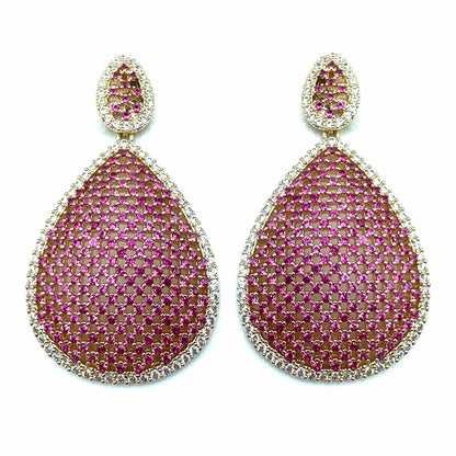 Palestro Milano Orecchini Gold - Fucsia Goccia di Pavè