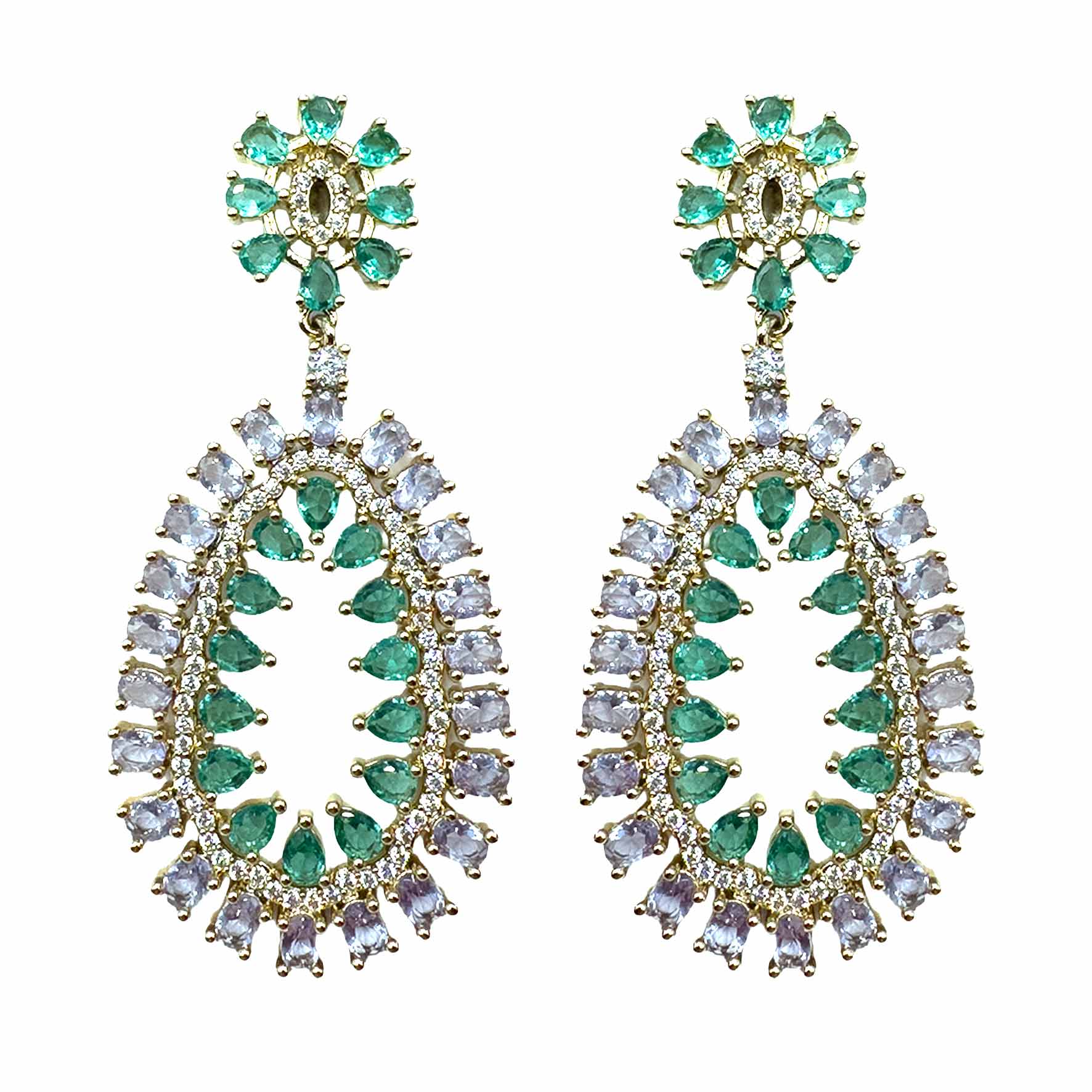 Palestro Milano Orecchini Gold - Lillac Acqua Marina Ovali &amp; Cristalli