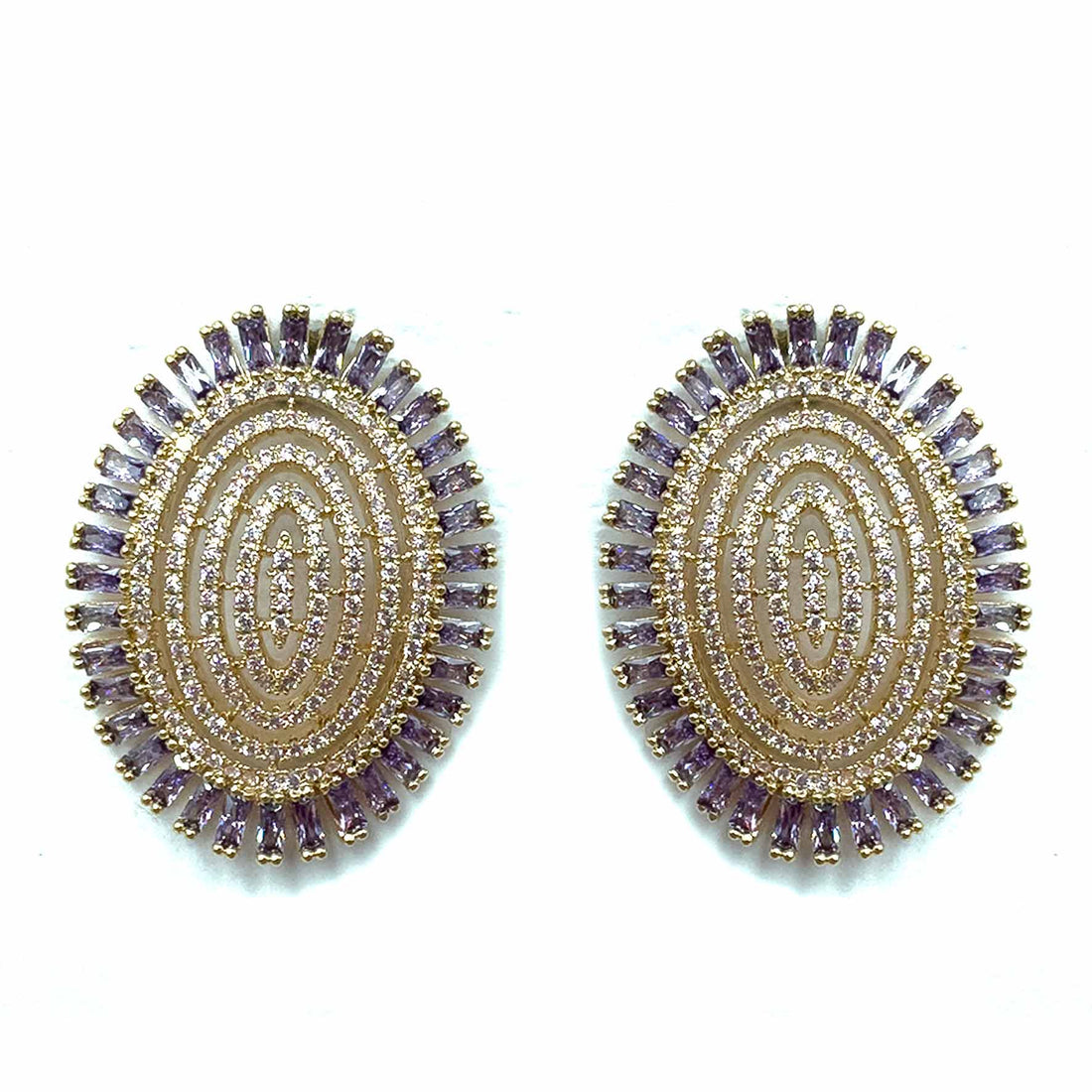 Palestro Milano Orecchini Gold Lillac Composizione ovale di cristalli