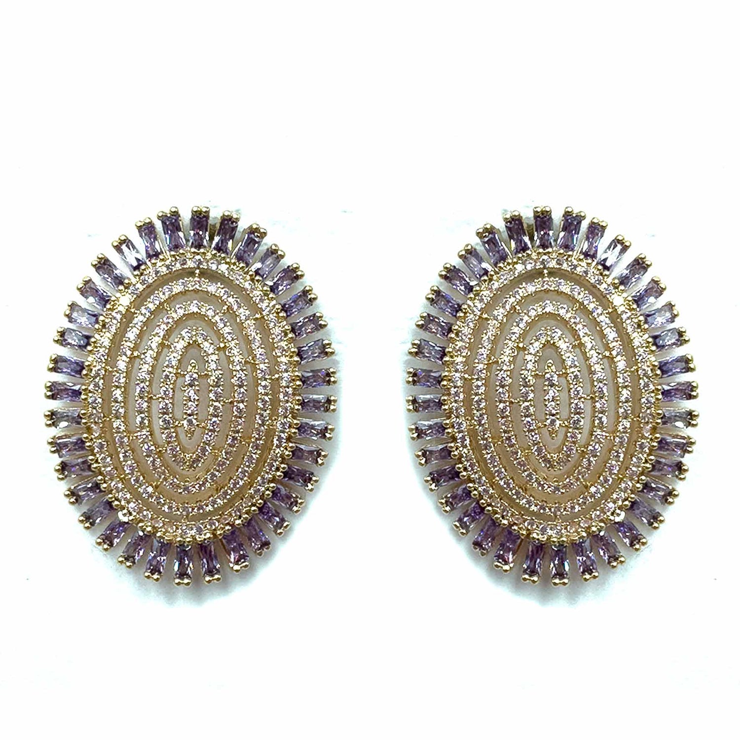 Palestro Milano Orecchini Gold Lillac Composizione ovale di cristalli