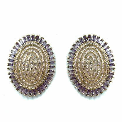 Palestro Milano Orecchini Gold Lillac Composizione ovale di cristalli