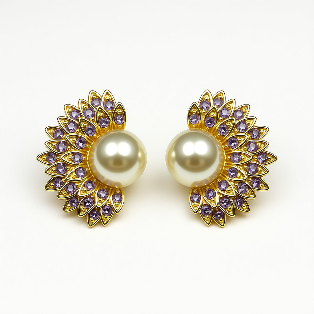 Palestro Milano Orecchini Gold Lillac Perla solare con zirconi
