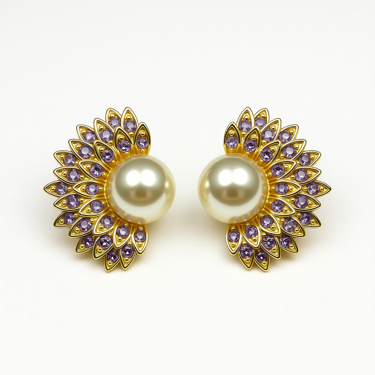 Palestro Milano Orecchini Gold Lillac Perla solare con zirconi