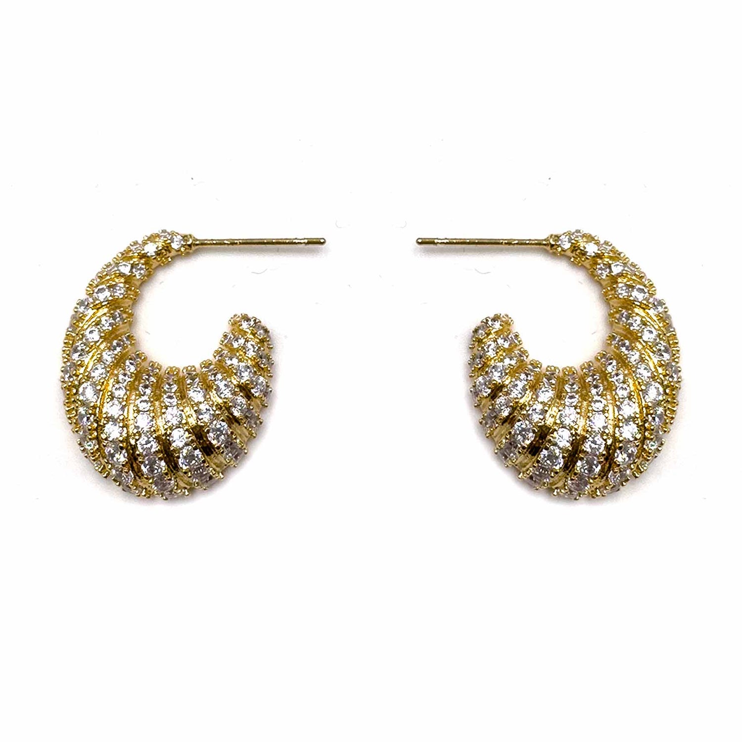 Palestro Milano Orecchini Gold Mezzaluna di pavè