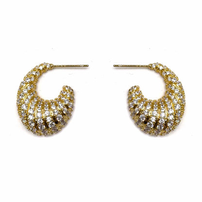 Palestro Milano Orecchini Gold Mezzaluna di pavè