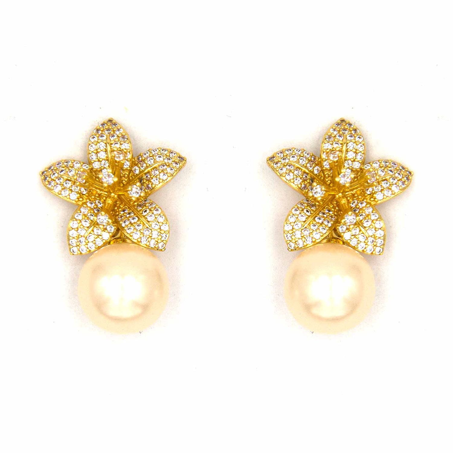 Palestro Milano Orecchini Gold Mini Giglio con perla