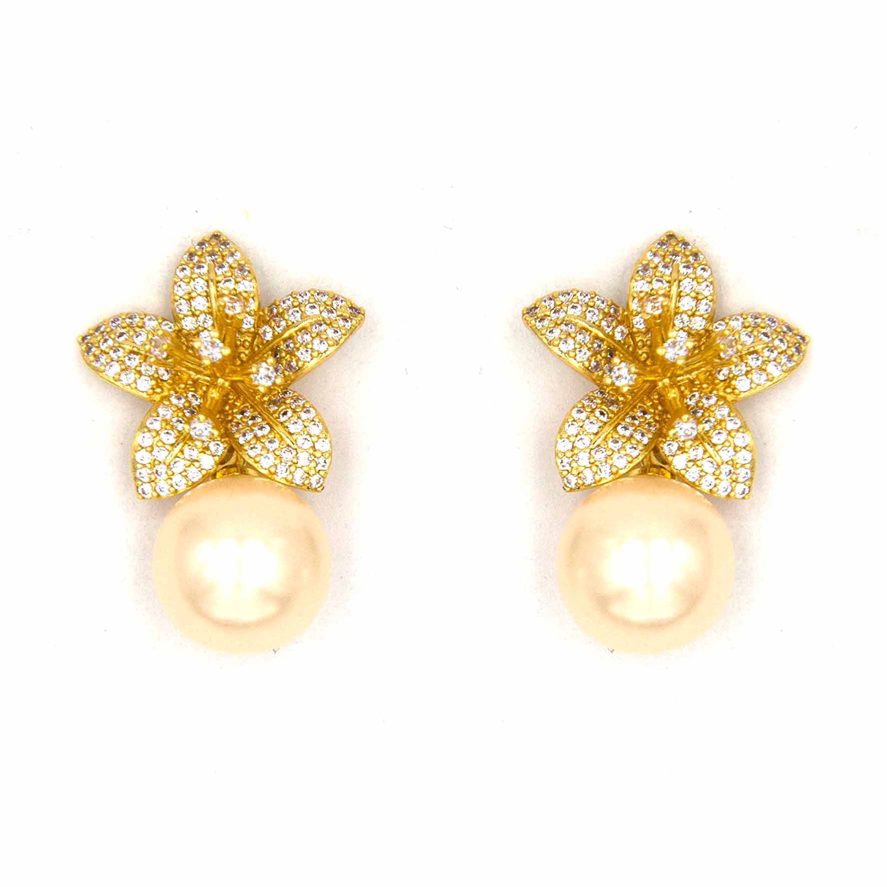 Palestro Milano Orecchini Gold Mini Giglio con perla