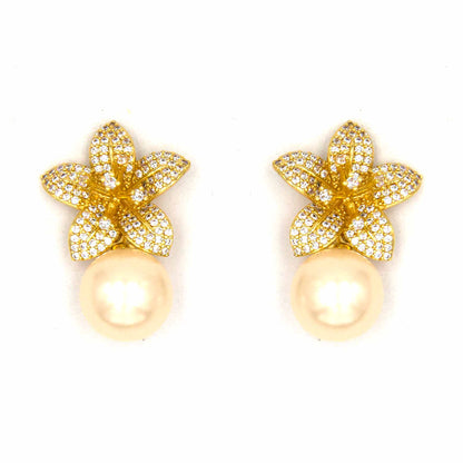 Palestro Milano Orecchini Gold Mini Giglio con perla