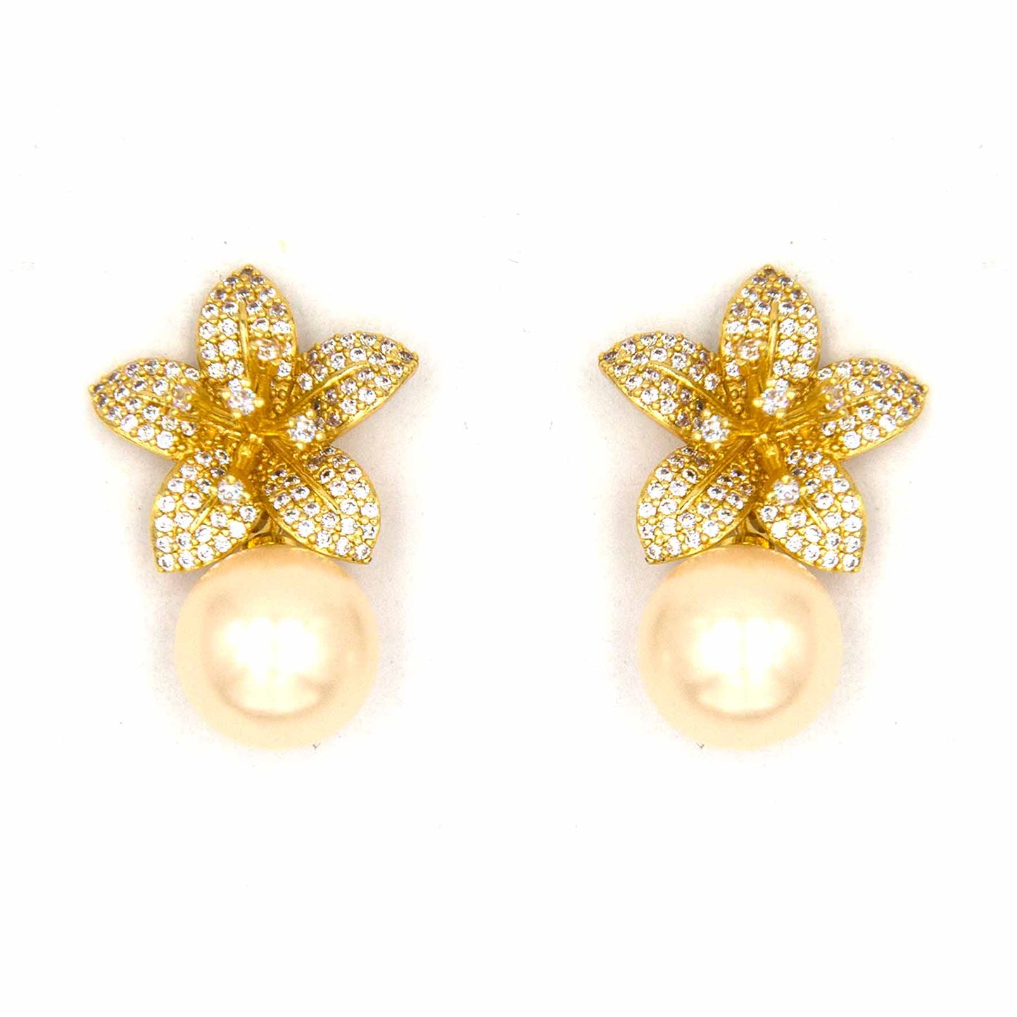 Palestro Milano Orecchini Gold Mini Giglio con perla