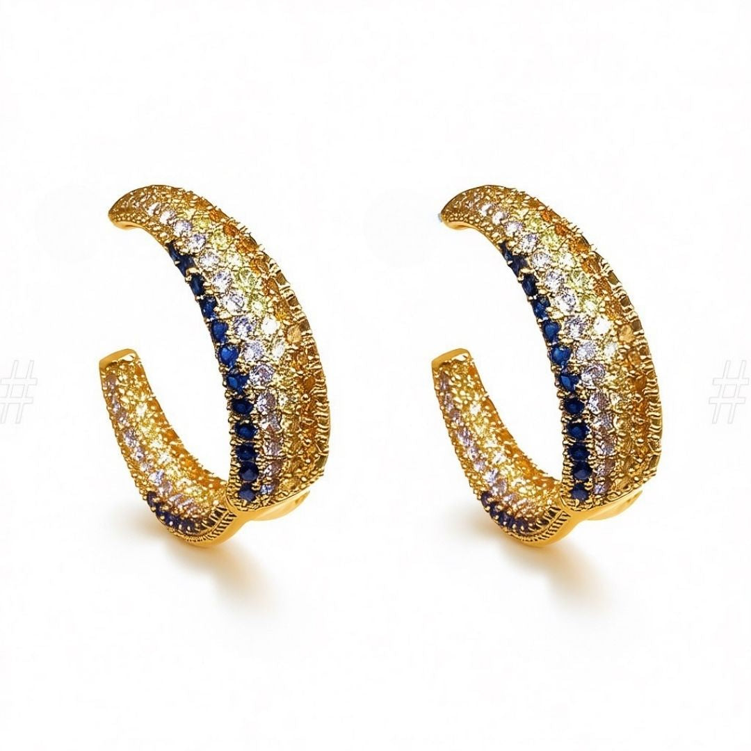 Palestro Milano Orecchini Gold Multi Cerchi Preziosi di Pavè