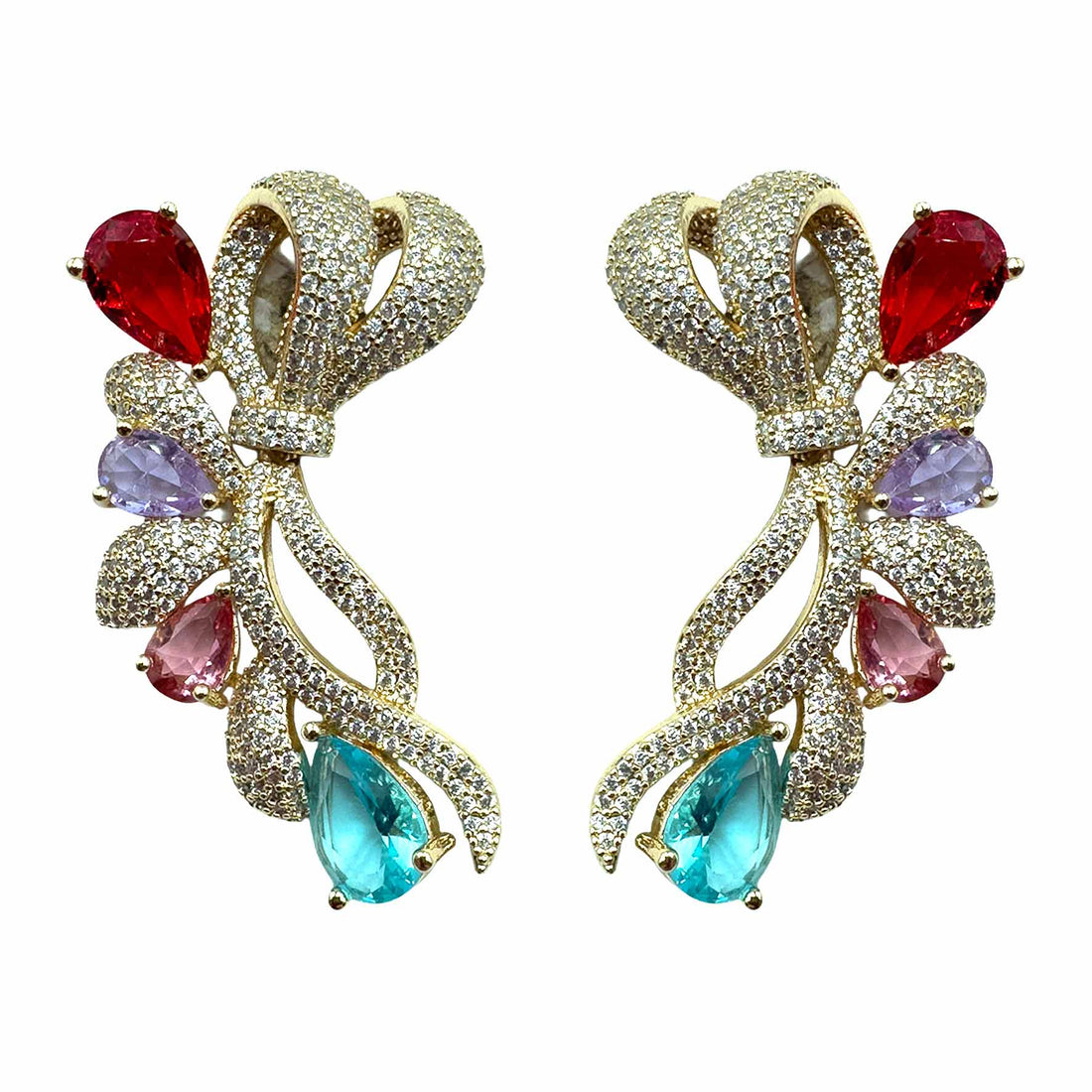 Palestro Milano Orecchini Gold - Multicolor Asola Intrecciata di Pavè