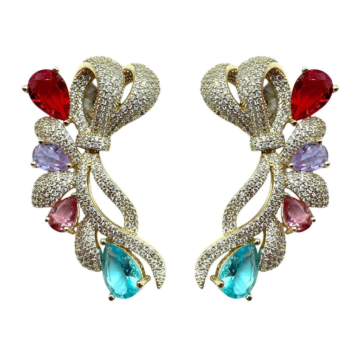 Palestro Milano Orecchini Gold - Multicolor Asola Intrecciata di Pavè