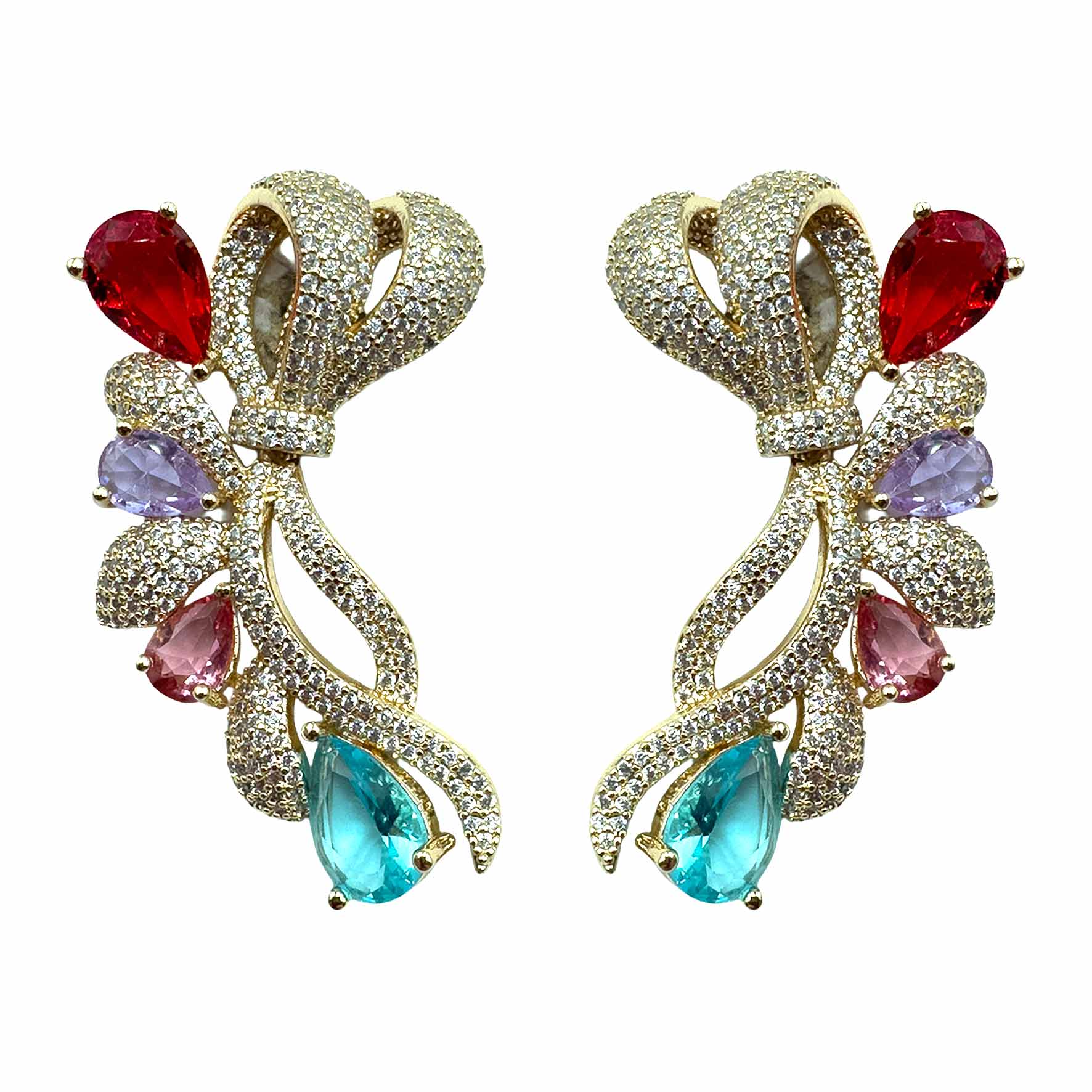 Palestro Milano Orecchini Gold - Multicolor Asola Intrecciata di Pavè