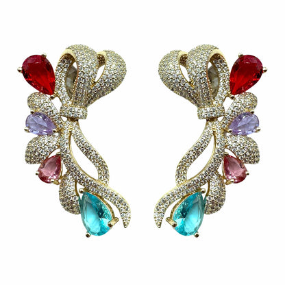 Palestro Milano Orecchini Gold - Multicolor Asola Intrecciata di Pavè