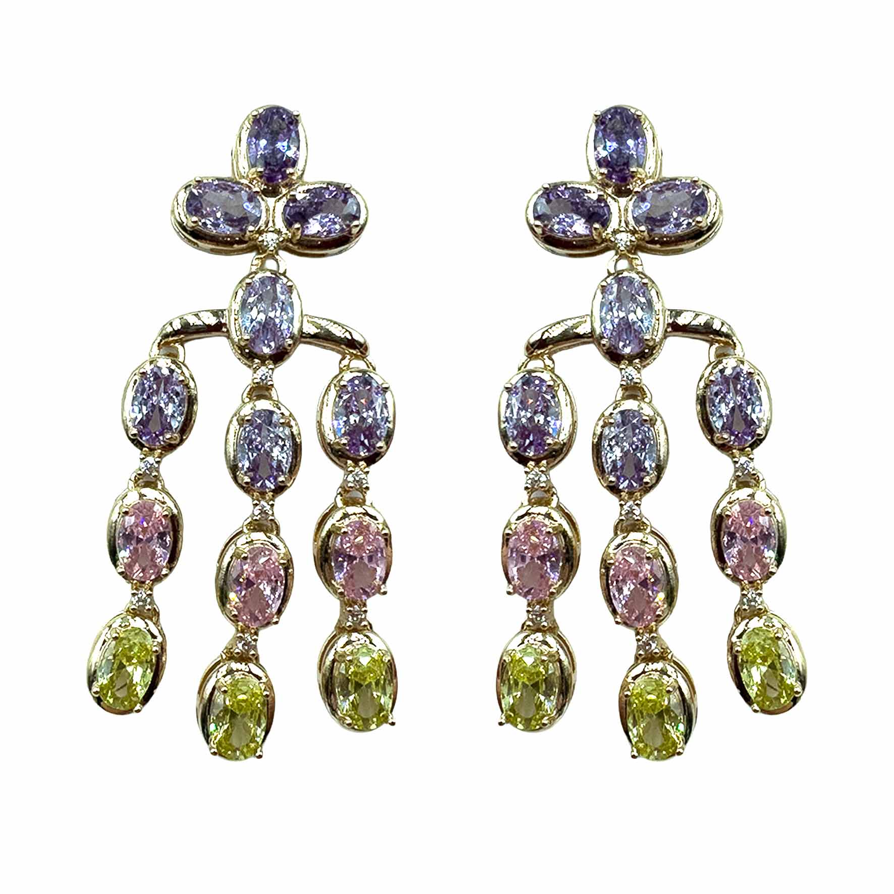 Palestro Milano Orecchini Gold - Multicolor Trio di Cristalli