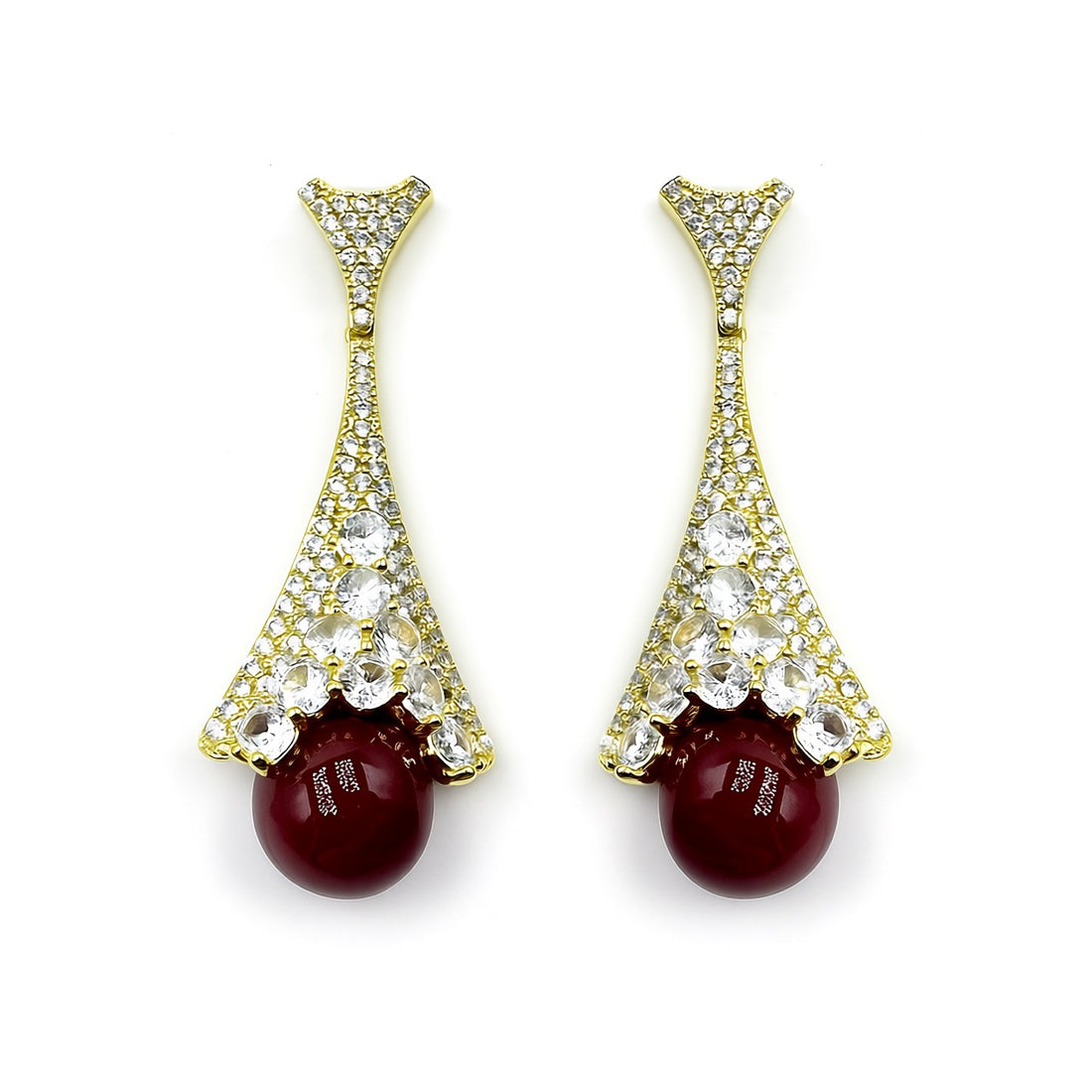 Palestro Milano Orecchini Gold/Perla Rossa Pavè con perla