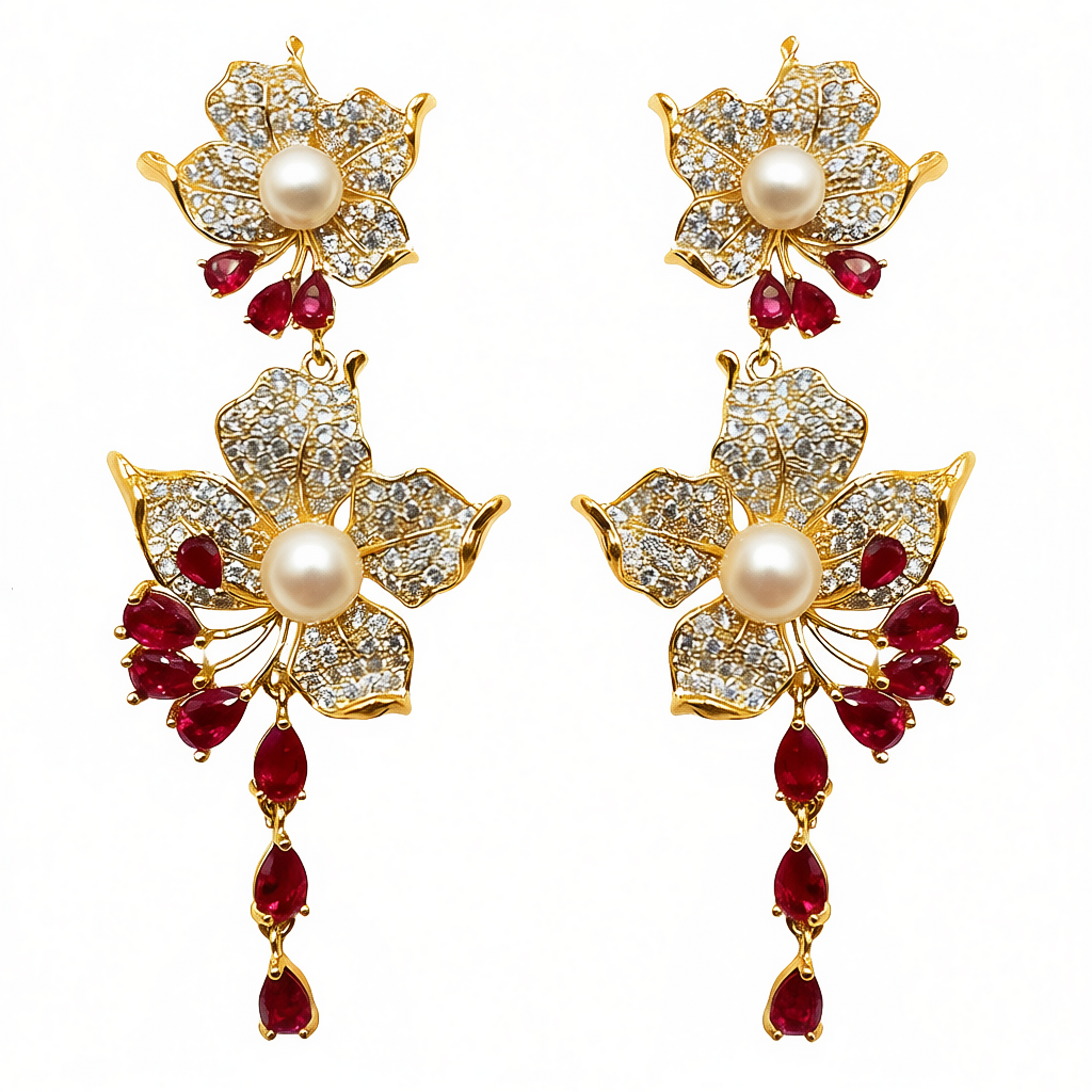 Palestro Milano Orecchini Gold perlina bianca Bouganville