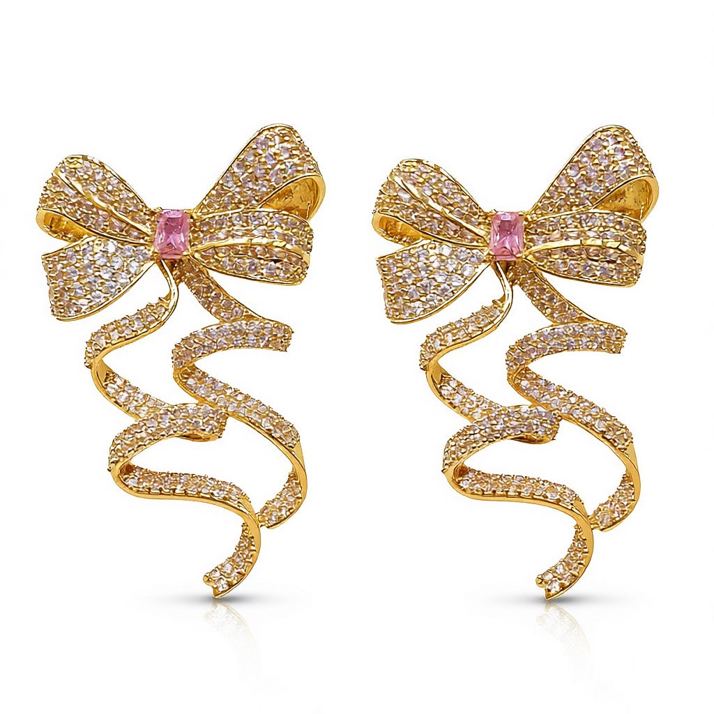 Palestro Milano Orecchini Gold Pink Nastro festoso