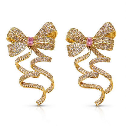 Palestro Milano Orecchini Gold Pink Nastro festoso