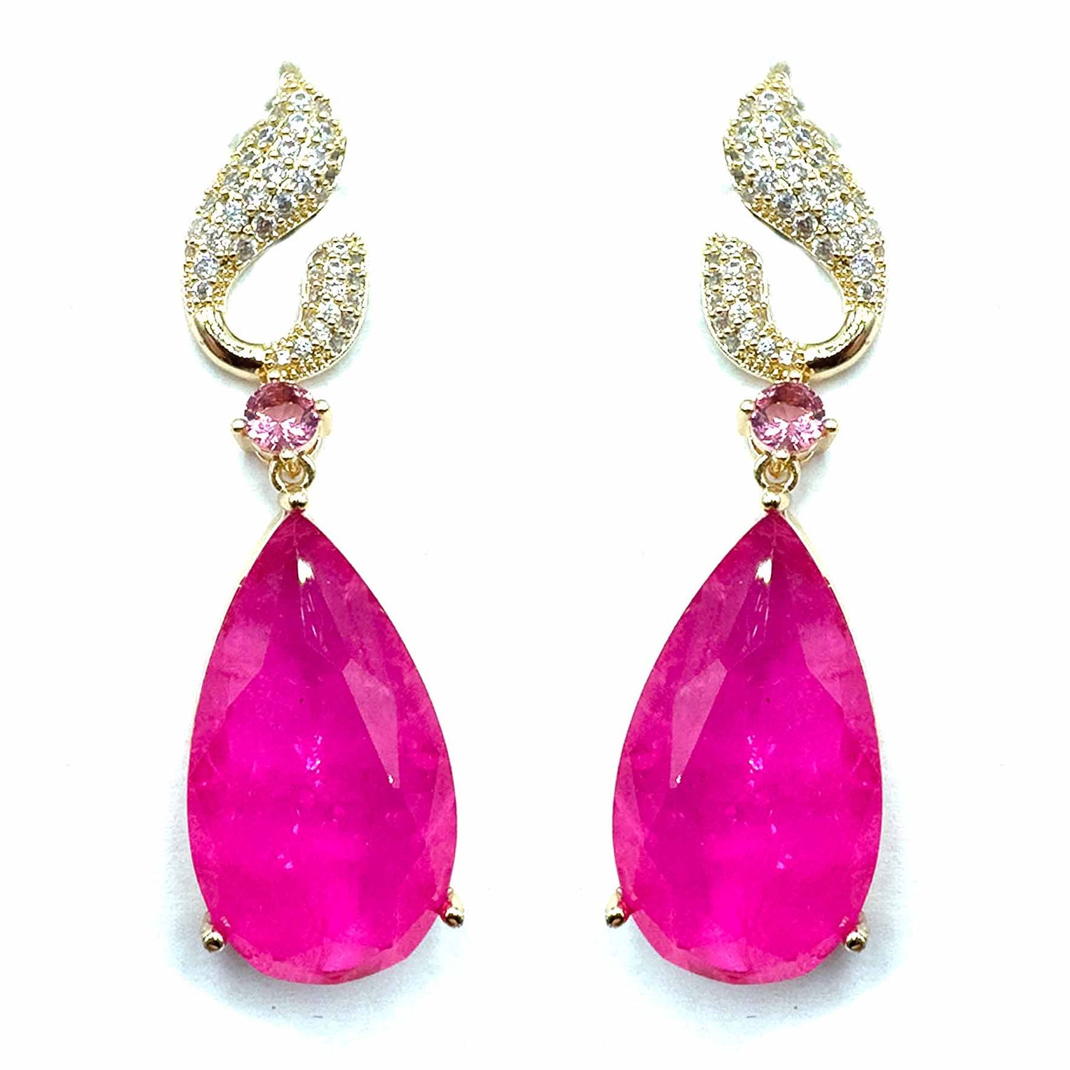 Palestro Milano Orecchini Gold - Pink Virgole di pavè con goccia