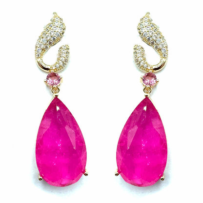 Palestro Milano Orecchini Gold - Pink Virgole di pavè con goccia
