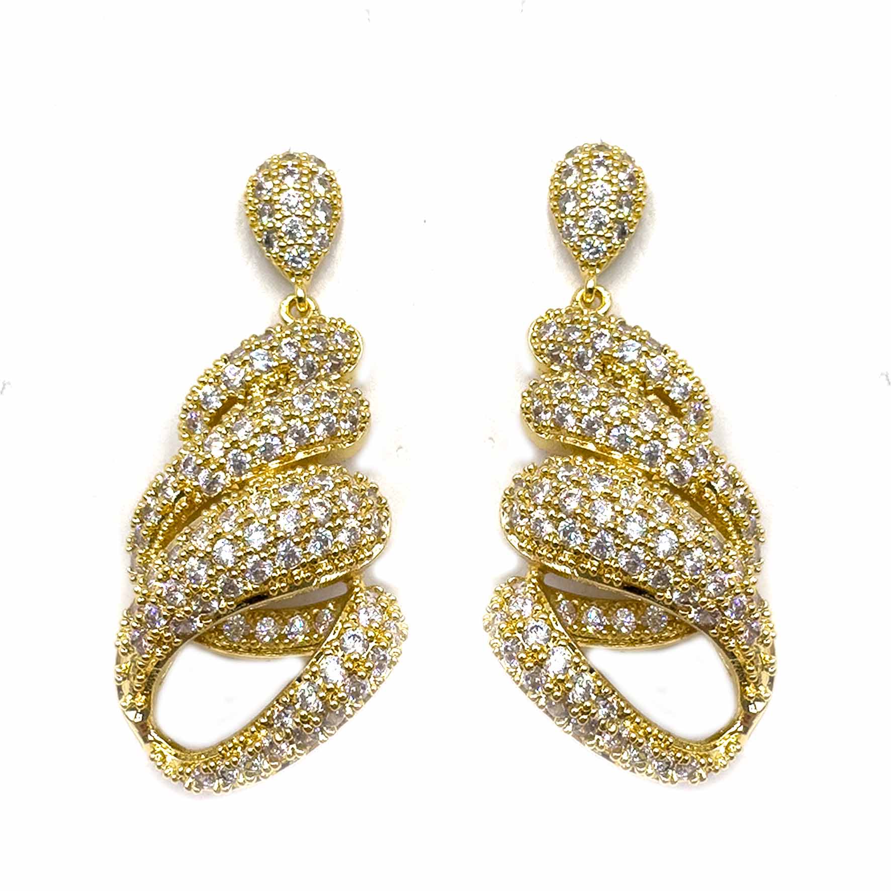 Palestro Milano Orecchini Gold Riccioli pendenti di pavè