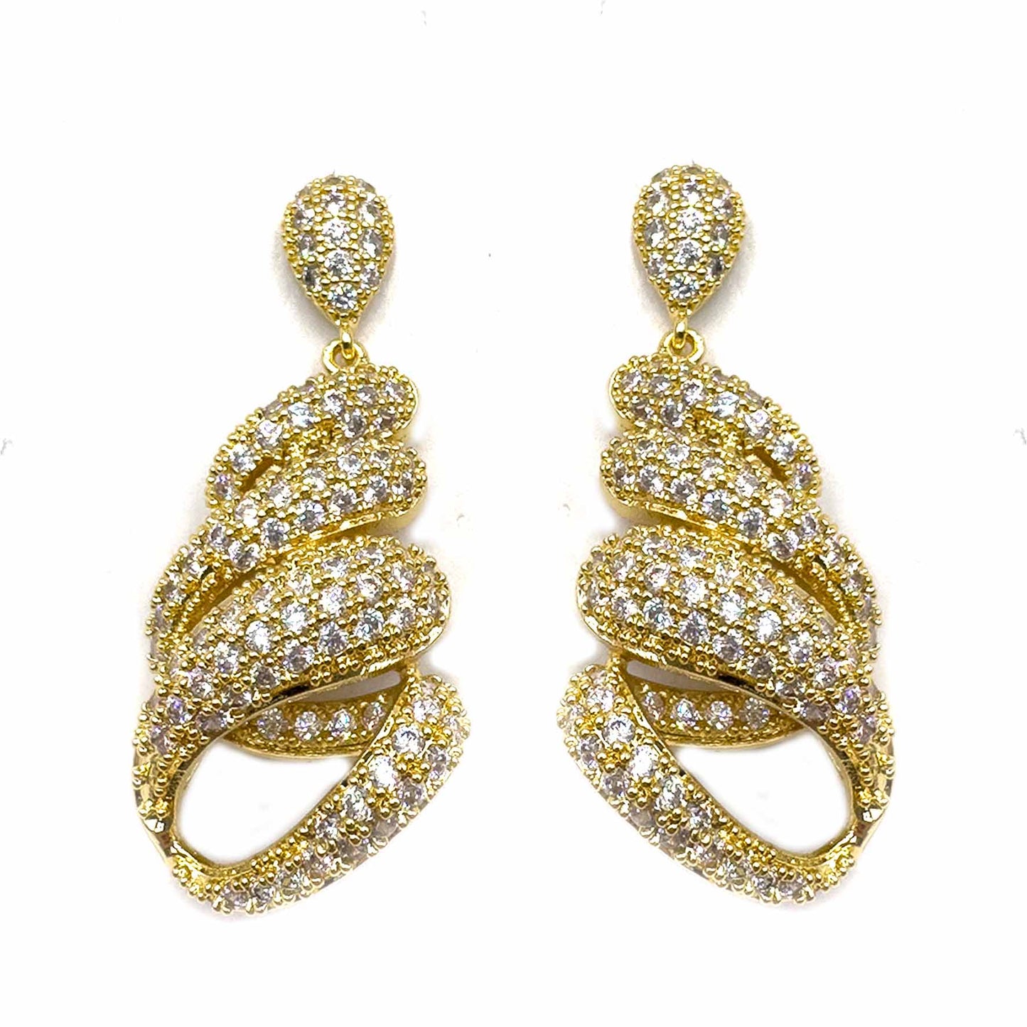 Palestro Milano Orecchini Gold Riccioli pendenti di pavè