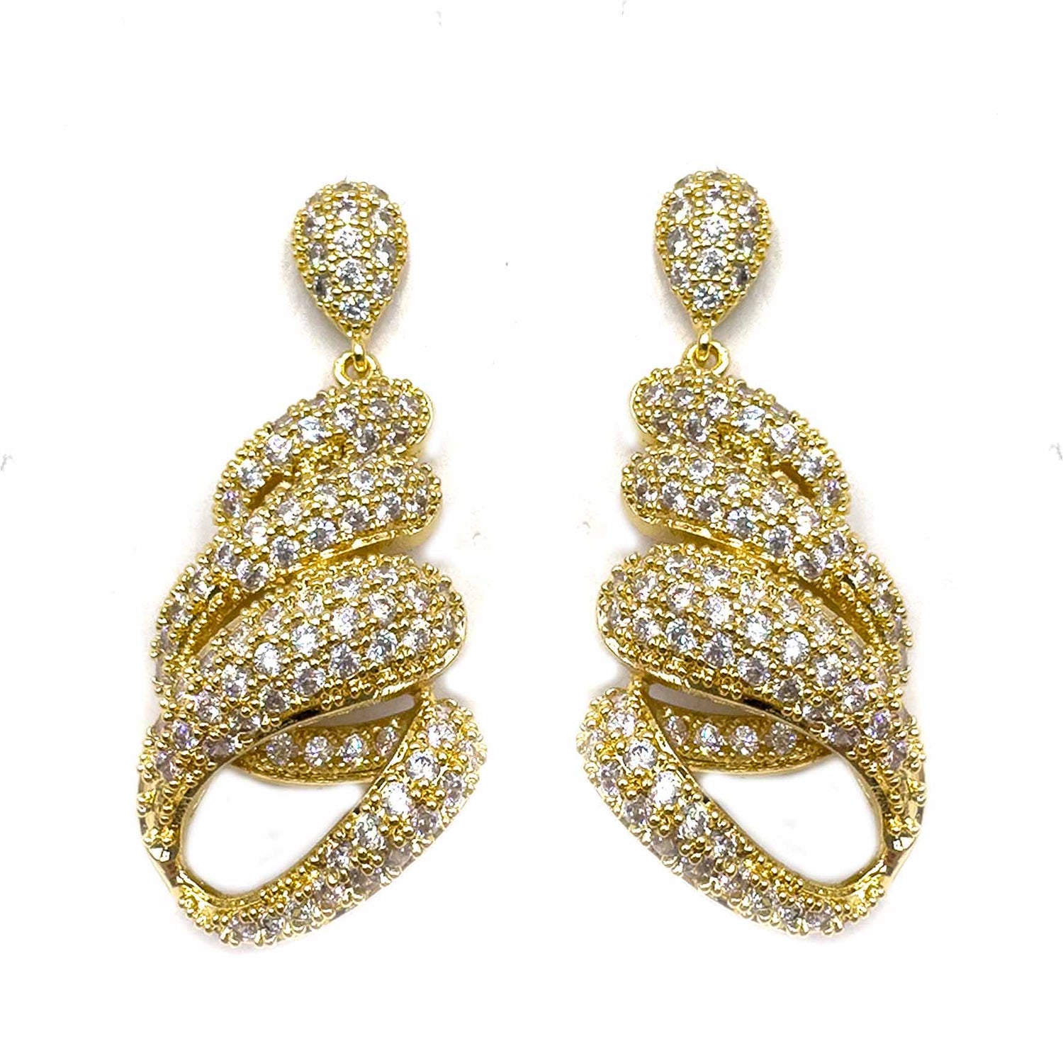 Palestro Milano Orecchini Gold Riccioli pendenti di pavè