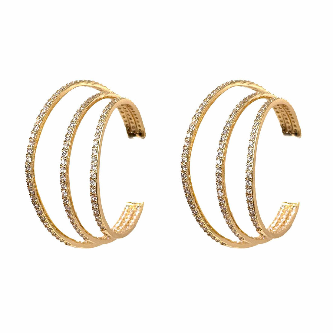 Palestro Milano Orecchini Gold Trio di Cerchi di Pavè