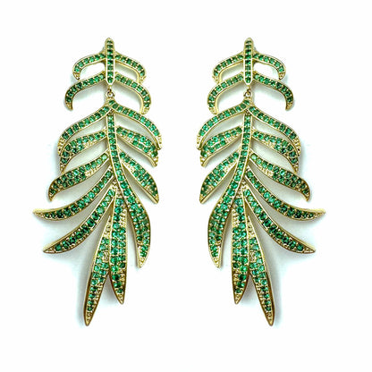 Palestro Milano Orecchini Gold Verde Foglie di pavè