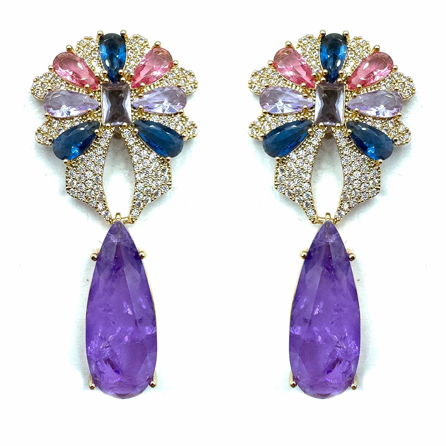 Palestro Milano Orecchini Gold - Violet Cosmos &amp; Goccia