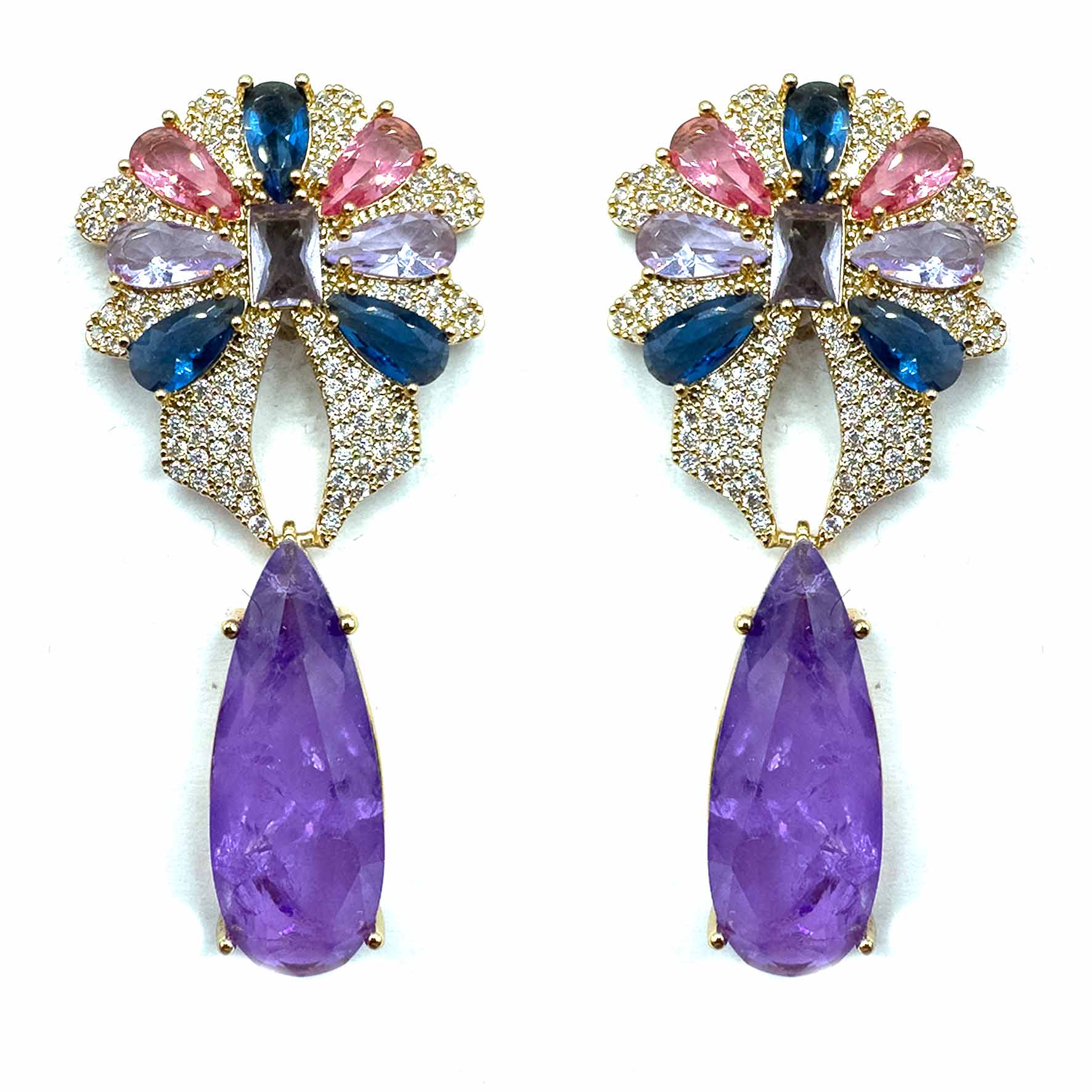 Palestro Milano Orecchini Gold - Violet Cosmos &amp; Goccia