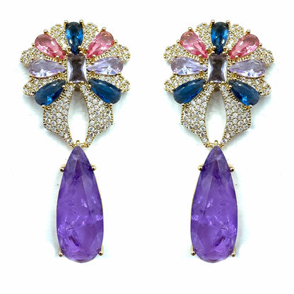 Palestro Milano Orecchini Gold - Violet Cosmos &amp; Goccia