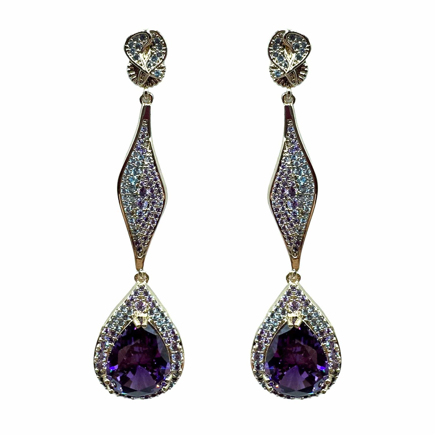 Palestro Milano Orecchini Gold - Violet Lillac Acqua Marina Goccia della Fortuna