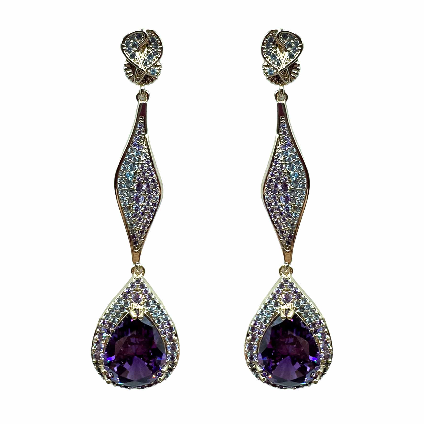 Palestro Milano Orecchini Gold - Violet Lillac Acqua Marina Goccia della Fortuna