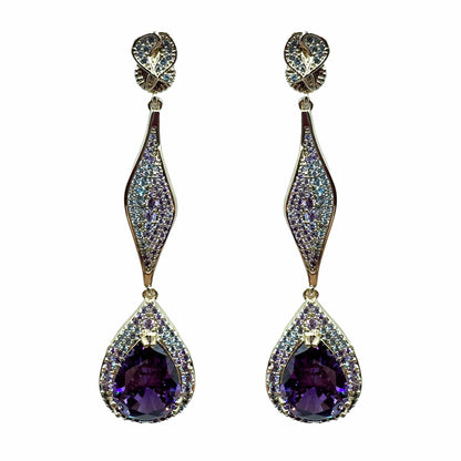 Palestro Milano Orecchini Gold - Violet Lillac Acqua Marina Goccia della Fortuna