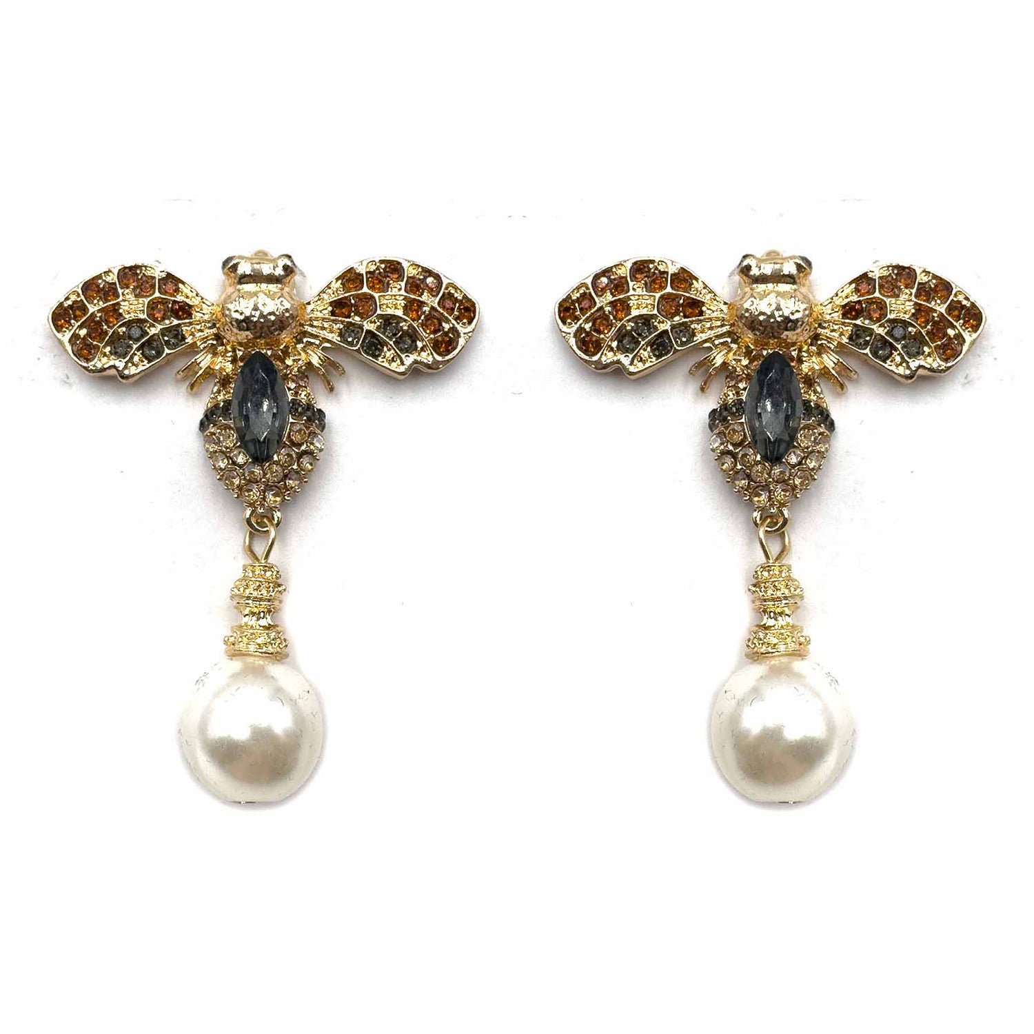 Palestro Milano Orecchini Grigio Gold Mosca Reale con perla