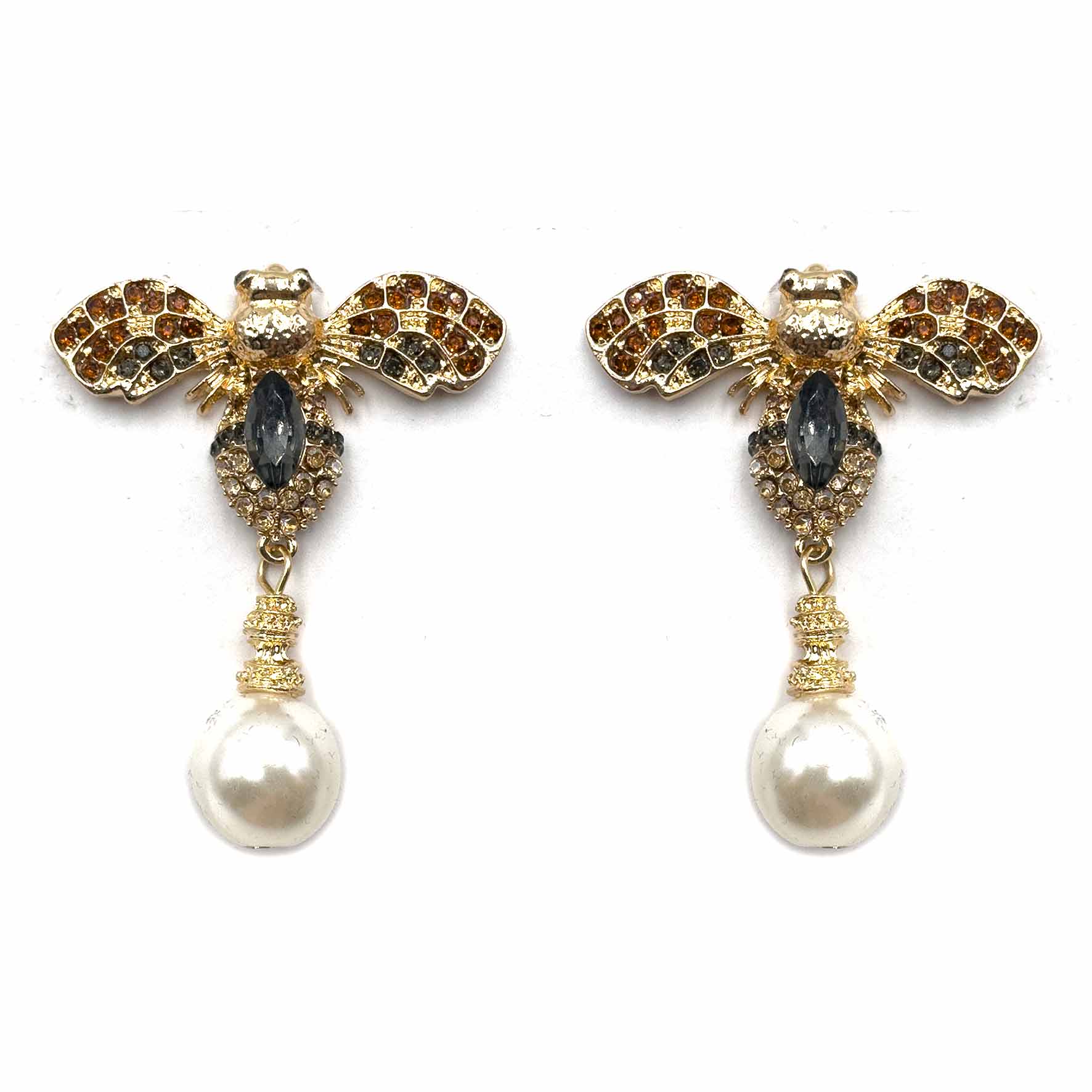 Palestro Milano Orecchini Grigio Gold Mosca Reale con perla