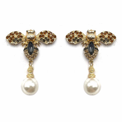 Palestro Milano Orecchini Grigio Gold Mosca Reale con perla