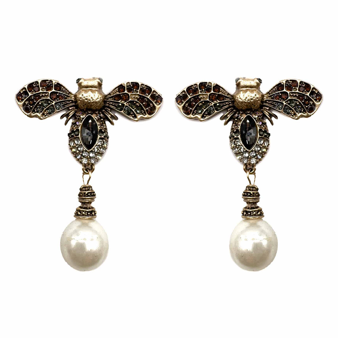Palestro Milano Orecchini Grigio Silver Mosca Reale con perla