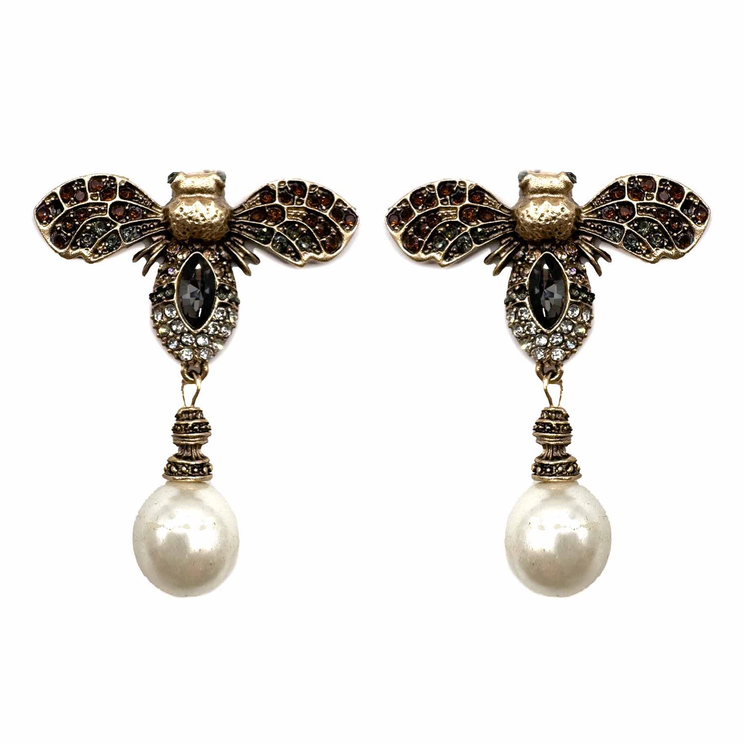 Palestro Milano Orecchini Grigio Silver Mosca Reale con perla
