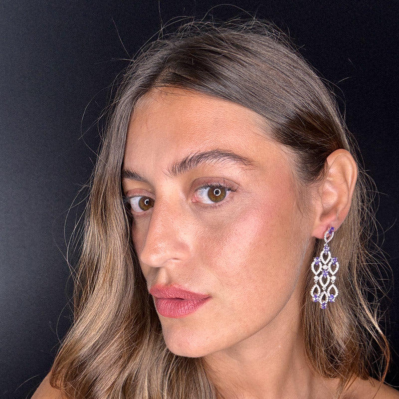 Palestro Milano Orecchini Incanto di Pavè e Cristalli lillac