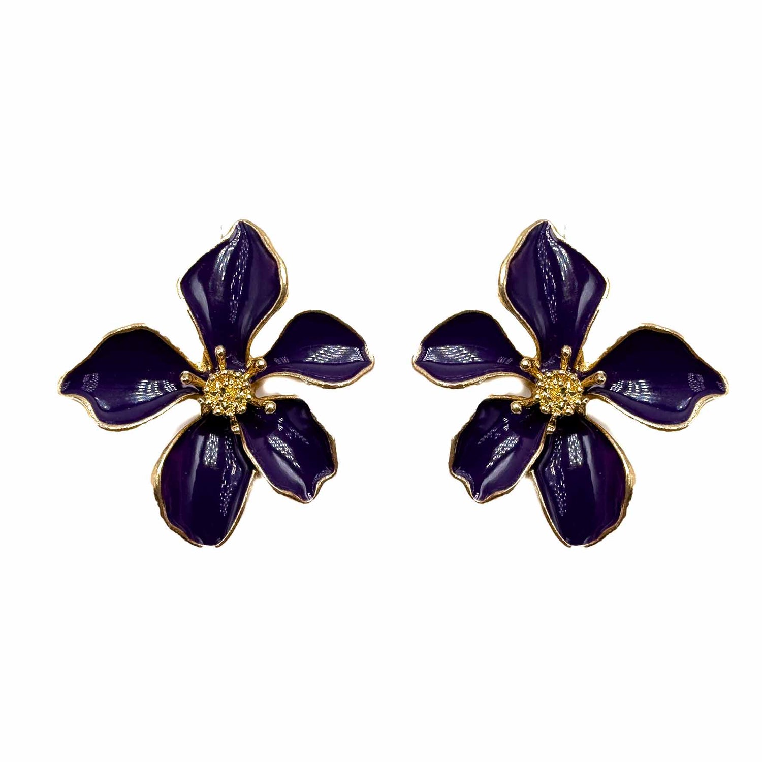 Palestro Milano Orecchini Indaco Fiori Tropicali