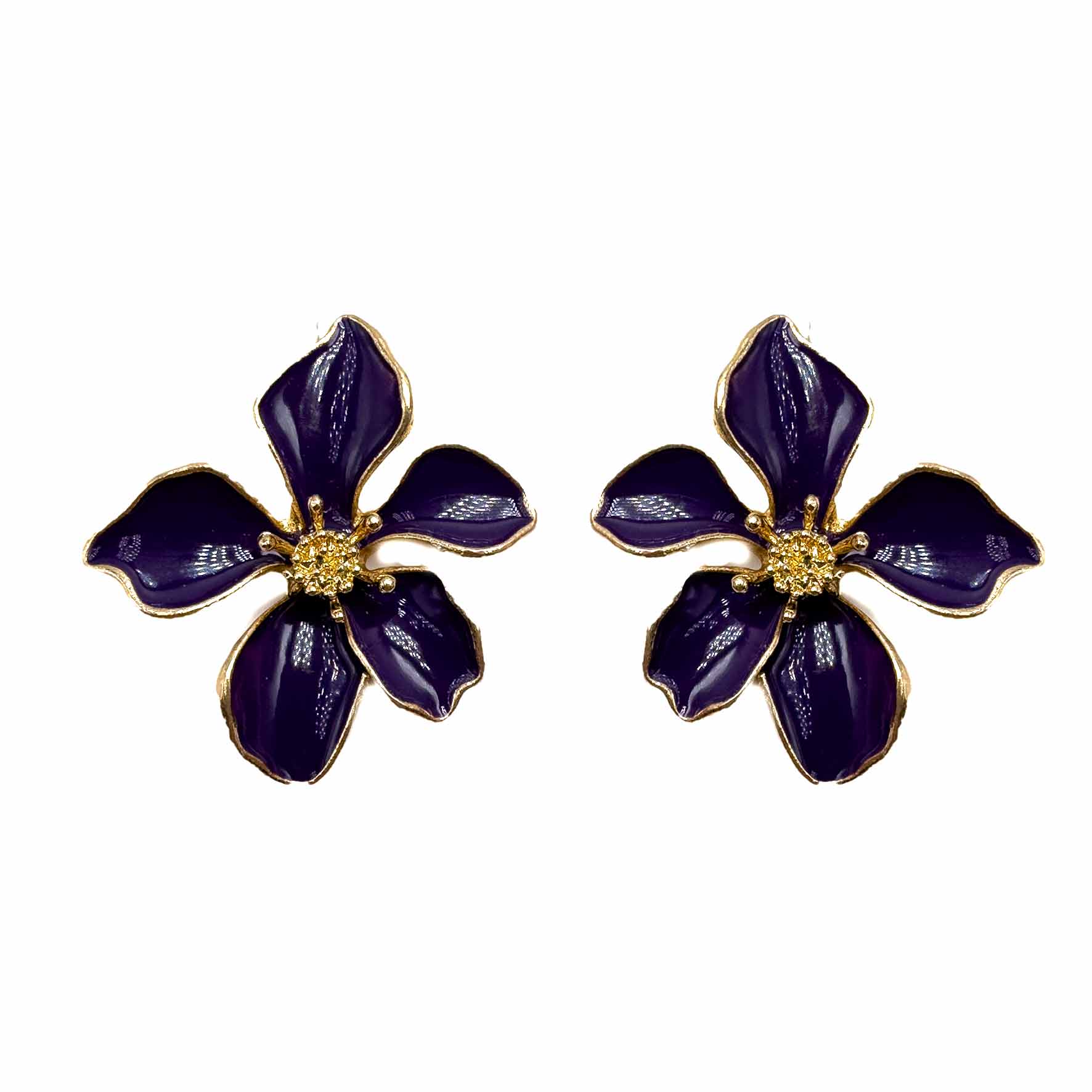 Palestro Milano Orecchini Indaco Fiori Tropicali