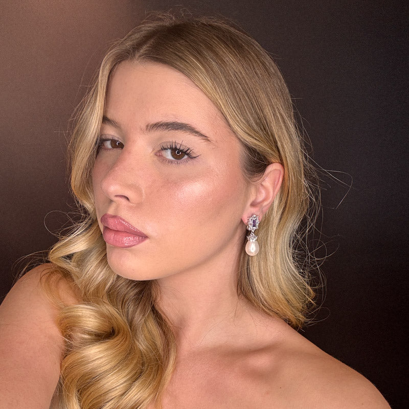 Palestro Milano Orecchini Kate con perla pendente - Ametista edition