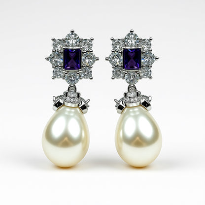 Palestro Milano Orecchini Kate con perla pendente - Ametista edition