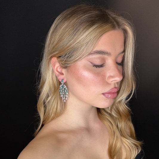 Palestro Milano Orecchini Lampadari di cristalli smeraldo