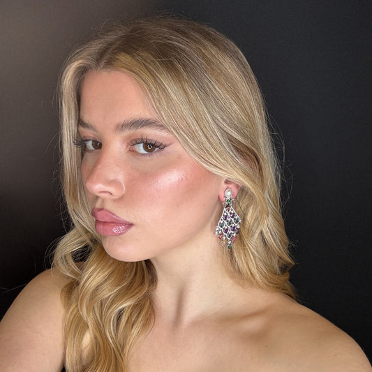 Palestro Milano Orecchini Lampadari di pavè multicolor