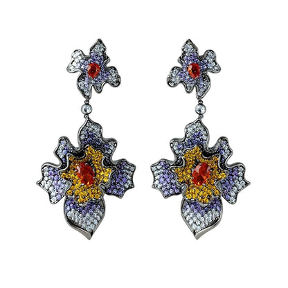 Palestro Milano Orecchini Lillac Arancio Doppio Fiore di pavè